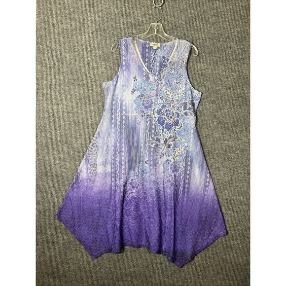 One World Womens A Line Dress Sz Large Purple Ombre Beaded Artsy Y2K Fairy Boho - Picture 1 of 10